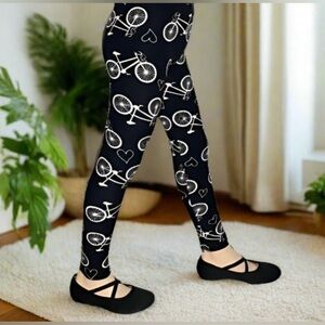 S/L NEW Girls Bike Heart Leggings, Kids Soft Yoga Pants